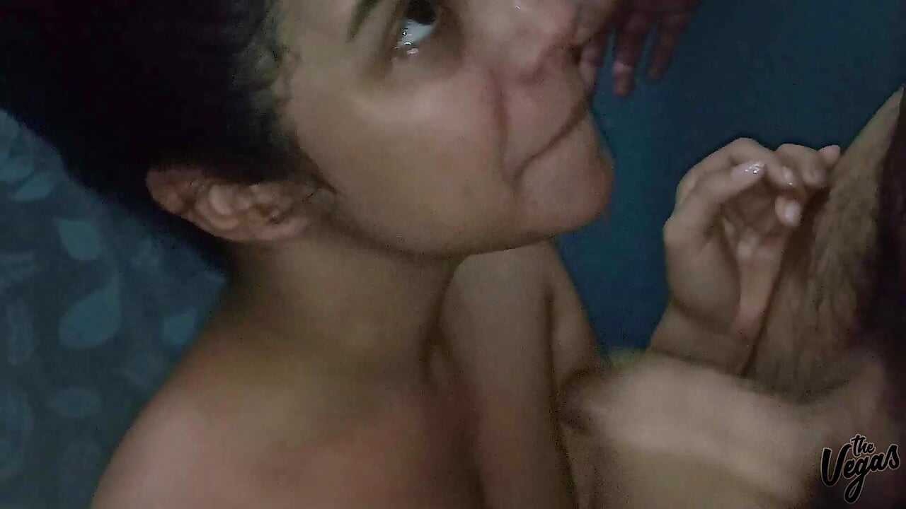Naughty young couple having sneaky oral sex in the bathroom