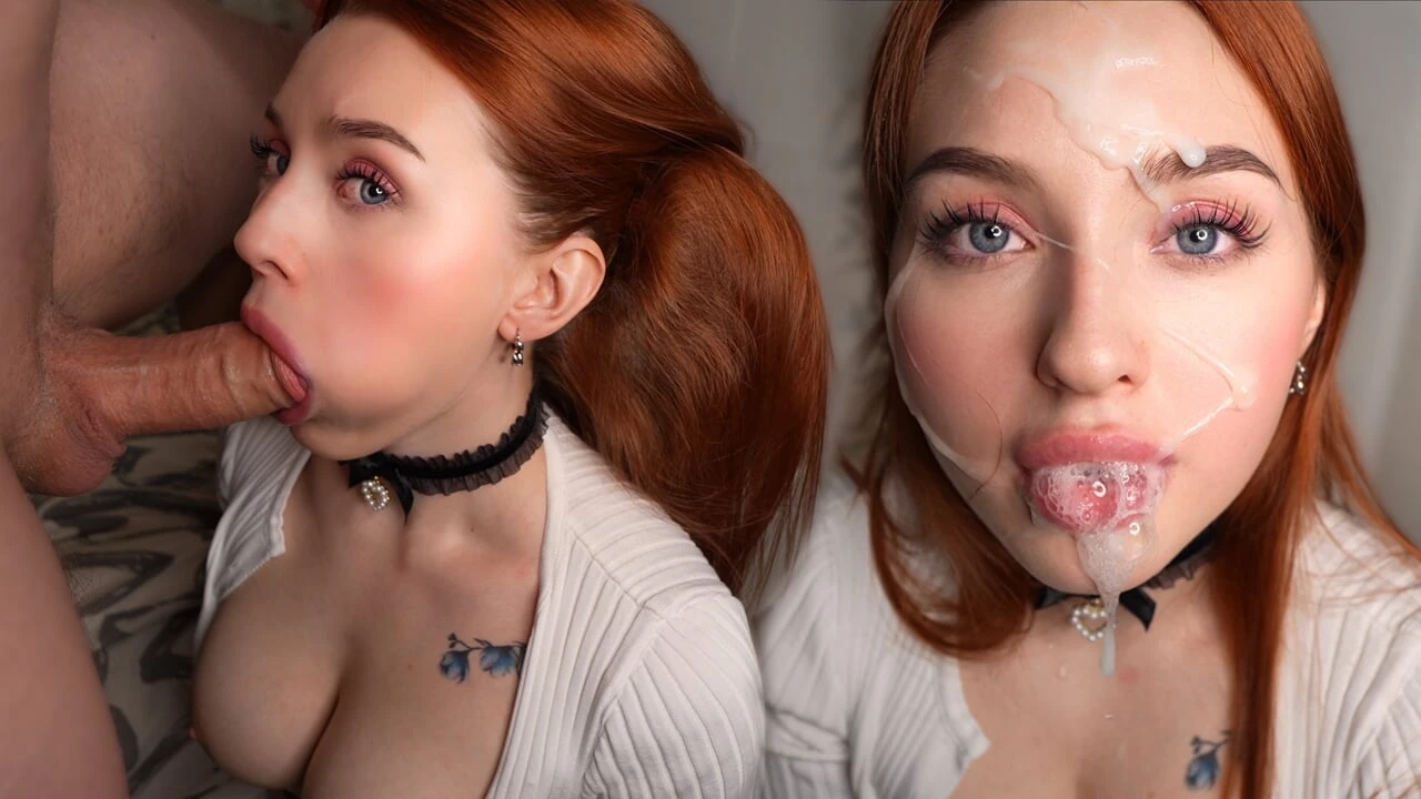 A Red-Haired Cutie Does A Sloppy Slobbery Blowjob. A Skillful Mouth Quickly Makes You Cum