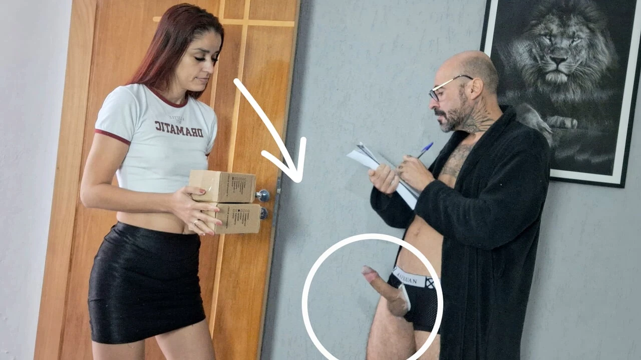 Kinky Mature Gets Cock Delivery Girl From Out!